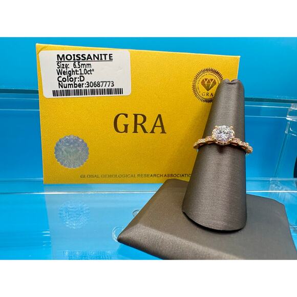 None and/or Unknown Jewelry - NWT 1CTW Moissanite Ring 14k Vermeil 925 Sterling Silver Sz 7